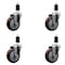 Service Caster 4'' SS Maroon Poly Wheel Swivel 1-3/8'' Expanding Stem Caster Set, 4PK SCC-SSEX20S414-PPUB-MRN-138-4 - alternate 1